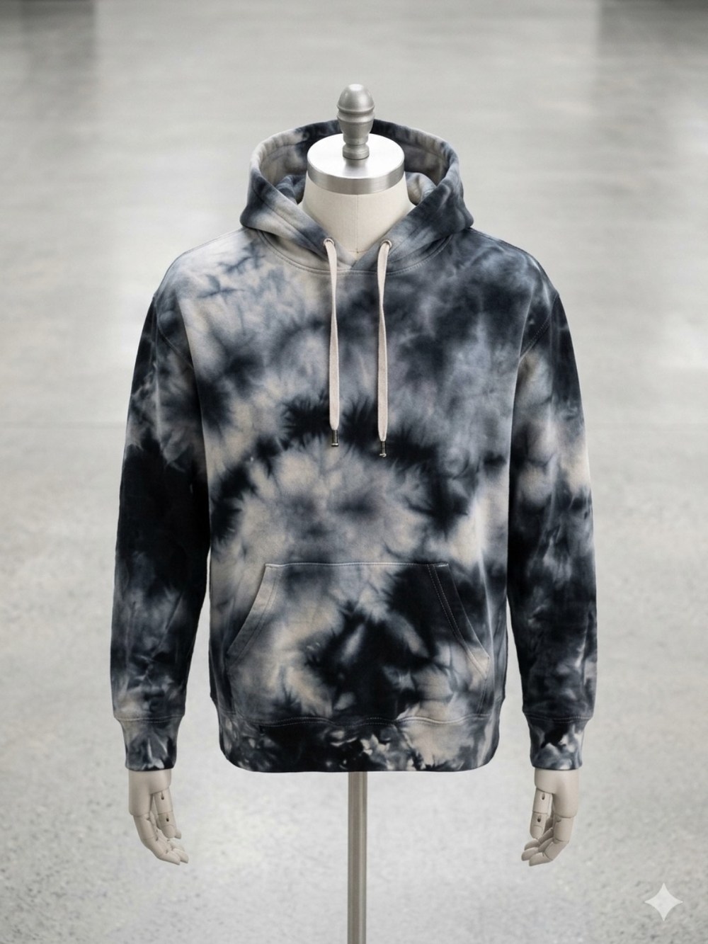Zine Clothing Black & Cream Tie-Dye Pullover Hoodie